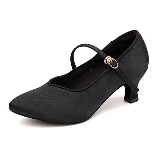 AOQUNFS Tanzschuhe Damen Latein Geschlossene Standard Salsa Tango Batchata Ballsaal Performance Hochzeit Prom Schuhe,138WX-5.5-Schwarz,39EU von AOQUNFS