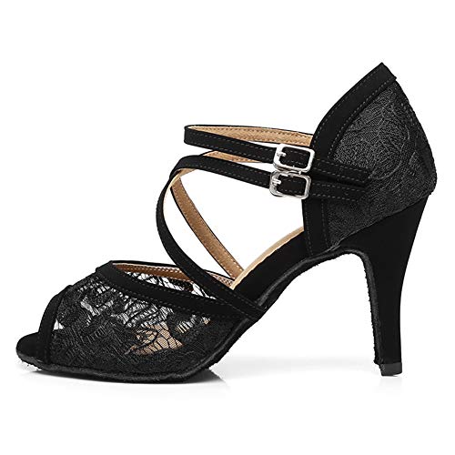AOQUNFS Tanzschuhe Damen Latein Salsa Disco Strass Comfort Tanzschuhe,L298-Schwarz-6,EU42 von AOQUNFS