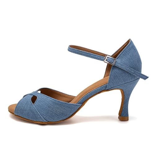 AOQUNFS Tanzschuhe Damen Latein Salsa Rumba Tango Bachata Samba Ballsaal Practice and Performance Schuhe,MS6226-Blau-7.5,EU36 von AOQUNFS