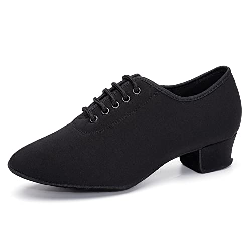 AOQUNFS Tanzschuhe Damen Latein Schnüren Geschlossene Salsa Tango Moderne Jazz Ballsaal Leistung Schuhe Trainingsschuhe,NJB-Schwarz-3.5-ZBM,EU41 von AOQUNFS