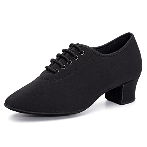 AOQUNFS Tanzschuhe Damen Latein Schnüren Geschlossene Salsa Tango Moderne Jazz Ballsaal Leistung Schuhe Trainingsschuhe,NJB-Schwarz-5-ZBM,EU40 von AOQUNFS