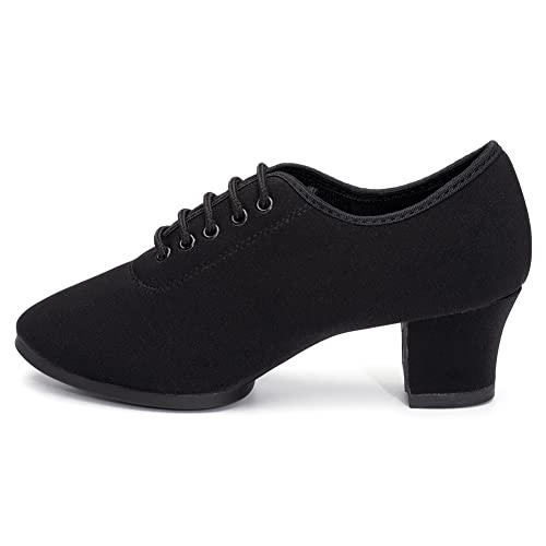 AOQUNFS Tanzschuhe Damen Latein Schnüren Geschlossene Salsa Tango Moderne Jazz Ballsaal Leistung Schuhe Trainingsschuhe,NJB-Schwarz-5-2JD,EU41 von AOQUNFS