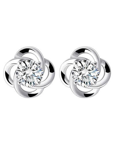 AORHOFJ 1 Paar Ohrstecker Silber 925 Klein Rose Blumen mit Zirkonia Silber Gold Rosegold Ohrringe für Damen Mädchen, Ohrringe Silber Zierliche Knorpel Tragus Helix，mädchen ohrringe silber 925 von AORHOFJ