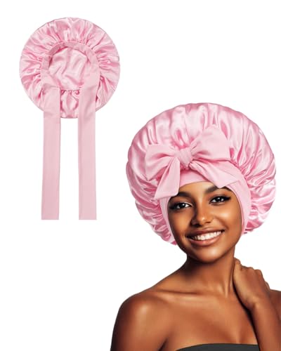 AORHOFJ 1 Stück Damen Satin Haar Hut, Reversible Satin Seide Hut für Schlaf Schlaf Hut, Haarpflege Hut, Nacht Satin Hut (Rosa) von AORHOFJ