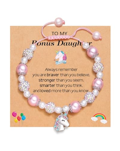 AORHOFJ 1 Stück Einhorn Perlenarmband, Kinder Mädchen Perlenarmband, verstellbare geflochtene Seil Schmuck Armband, Stretch Perlenarmband, Damen Armband Mädchen Schmuck Geschenk von AORHOFJ