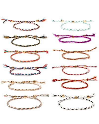 AORHOFJ 12 Stück Freundschaftsarmband, handgeflochtenes Wickelarmband Kinder-Mädchen-Armband geflochtenes Armband Mädchen-Freundschaftsarmband Damen-Armband von AORHOFJ