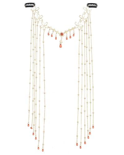 AORHOFJ 1PCS Frauen Stirnband Kopf Kette Wassertropfen Kopf Kette Kopfbedeckung Fee Haar Ornamente Stirn Kette Kristall Stirnband Haarbekleidung Lange Quaste Kopfschmuck Kopfschmuck von AORHOFJ