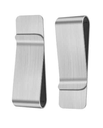AORHOFJ 2 Stück Banknotenhalter, Edelstahl Banknotenhalter Silber Tragbarer Metall Banknotenhalter für Bargeld Banknoten Karten Dokumente Visitenkarten Kreditkarten von AORHOFJ
