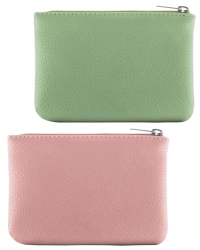 AORHOFJ 2 Stück Kleines Portemonnaie Damen, Leder Mini Geldbörse Klein Portemonnaie Coin Purse Münzgeldbörse Münzbeutel Schlüsseletui Woman Wallet Mini Geldbeutel für Damen (schwarz rosa) von AORHOFJ