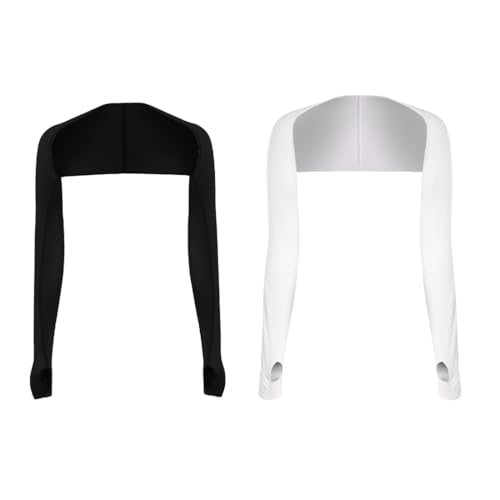 AORHOFJ 2 Stück Sommer ein Stück Schal Eis Seide Ärmel Ärmel, UV-Schutz Frauen Sonnenschutz Schal, Arm Eis Seide Kühlung Schal mit Fingerloch Manschetten Fingerlose Handschuhe Ärmel von AORHOFJ