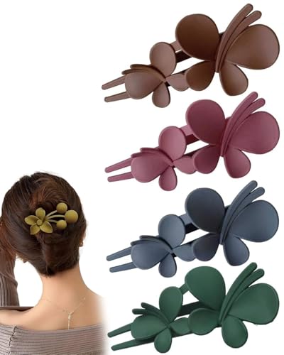 AORHOFJ 4PCS Haarklammer Schmetterling Haarspangen Damen Groß Matt Entenschnabel Haarspange Krokodil Haarnadel Für Frauen Mädchen,haarklammer schmetterling,schmetterling haarklammer,haarklammer von AORHOFJ