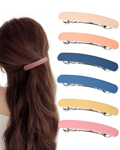 AORHOFJ 6 Stück Haarspangen Damen Dünnes Haar Mittel Patentspange Französische Automatisch Haarspange Für Feines Dickes Haar,Hair Barrettes Women,haarspangen damen dünnes haar von AORHOFJ