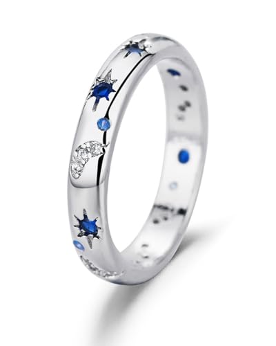 AORHOFJ 925 Sterling Silber Frauen Ringe Mond Stern Ring Evil Eye Ring Bunte Cubic Zirkonia Ring Stapelbare Vintage Ringe Statement Ringe für Frauen Größe,ringe frauen,daumenring damen von AORHOFJ