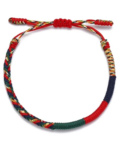 AORHOFJ Glücksarmband + Anhänger/Halskette! Für Teen Männer Frauen - Geflochtene Freundschaftsarmbänder - Mit Liebe handgefertigt - Tibet Stil - Einstellbares Handgelenk Armband,glücksarmband von AORHOFJ