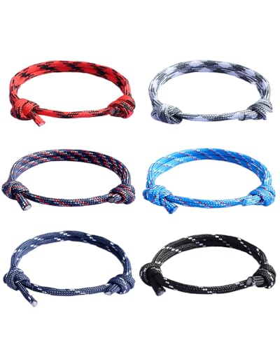 AORHOFJ Surfer-Armband Set Herren & Damen • 6x Segeltau Armband Handgemacht • Maritimes Armband • Minimalistisches Armband • 100% Wasserfest & verstellbar • Freundschaftsarmbänder，segeltau armband von AORHOFJ