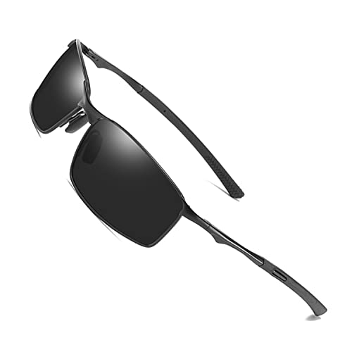 AORON Aluminium HD Herren Sonnenbrille Polarisiert UV400 Schutz Fahren Outdoor Sportarten Pilotenbrille (Schwarz) von AORON