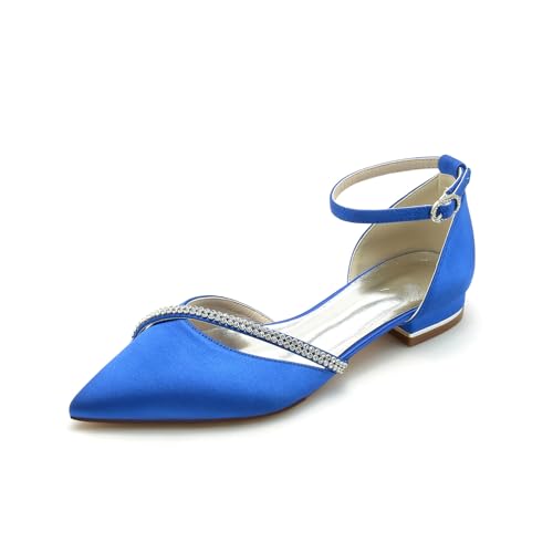 AORUIDA Damen Ballerinas Brautschuhe Lace Flache Schuhe Spitze Zehen Sandalen with Ankle Strap,Blau,39 EU AORUIDA Damen Ballerinas Brautschuhe Lace Flache Schuhe Spitze Zehen Sandalen with Ankle Strap,Blau,39 EU von AORUIDA