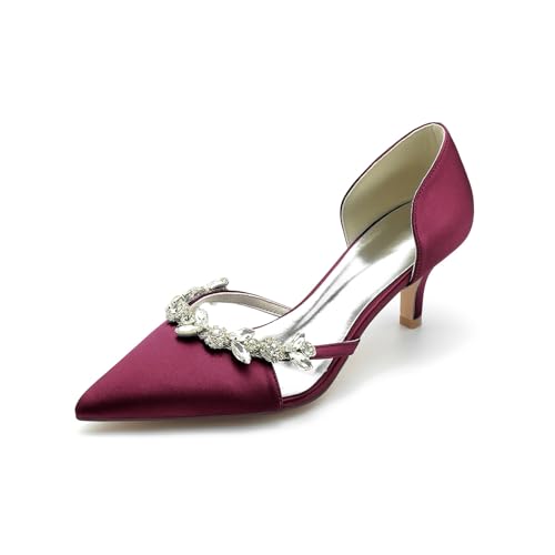 AORUIDA Damen Pumps Sommer Satin Spitze Zehen Mode Elegant High Heel Sandalen Rhinestones Hochzeitsschuhe Brautschuhe,Burgundy,37 EU AORUIDA Damen Pumps Sommer Satin Spitze Zehen Mode Elegant High Heel Sandalen Rhinestones Hochzeitsschuhe Brautschuhe,Burgundy,37 EU von AORUIDA
