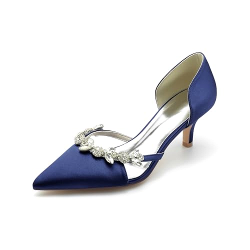 AORUIDA Damen Pumps Sommer Satin Spitze Zehen Mode Elegant High Heel Sandalen Rhinestones Hochzeitsschuhe Brautschuhe,Dark blue,40 EU AORUIDA Damen Pumps Sommer Satin Spitze Zehen Mode Elegant High Heel Sandalen Rhinestones Hochzeitsschuhe Brautschuhe,Dark blue,40 EU von AORUIDA