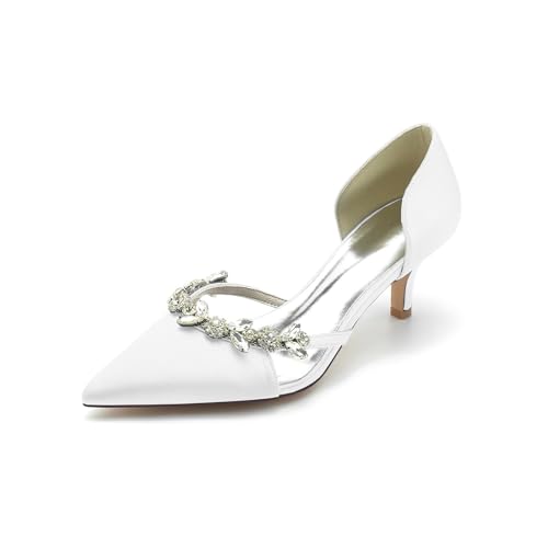 AORUIDA Damen Pumps Sommer Satin Spitze Zehen Mode Elegant High Heel Sandalen Rhinestones Hochzeitsschuhe Brautschuhe,Weiß,43 EU AORUIDA Damen Pumps Sommer Satin Spitze Zehen Mode Elegant High Heel Sandalen Rhinestones Hochzeitsschuhe Brautschuhe,Weiß,43 EU von AORUIDA