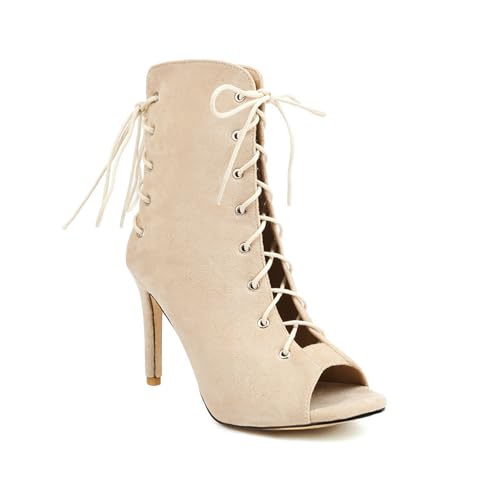 AORUIDA Damen Sandaletten High Heels Stiletto Pumps mit Fischmaul Lace Up Evening Party Schnürschuhe Sandals,Beige,37 EU AORUIDA Damen Sandaletten High Heels Stiletto Pumps mit Fischmaul Lace Up Evening Party Schnürschuhe Sandals,Beige,37 EU von AORUIDA