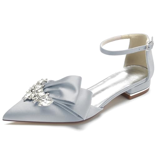AORUIDA Flach Satin Schuhe für Hochzeit Spitze Zehen Mode Hochzeitsschuhe Brautschuhe Abendschuhe,Silber,41 EU AORUIDA Flach Satin Schuhe für Hochzeit Spitze Zehen Mode Hochzeitsschuhe Brautschuhe Abendschuhe,Silber,41 EU von AORUIDA