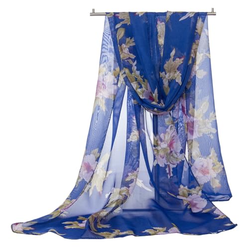 AORVYUI Chiffon Schal Damen Stola Halstuch Tuch für Sommer Herbst Winter Ganzjährig Schals & Tücher,dünne sonnenschutz strand reise leicht Seidennackenband（blau,160 * 50cm） von AORVYUI