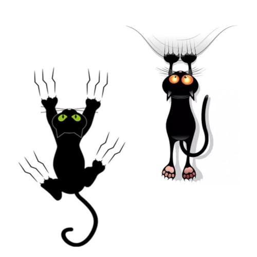 Schwarze Katze Auto Aufkleber, 2Stück lustige Auto Aufkleber Auto Dekoration Aufkleber Stoßstange Aufkleber Auto Zubehör Dekor für Stoßstange Fenster Wände Gepäck von AORVYUI
