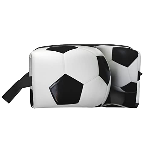 Kosmetiktasche mit Totenkopf-Motiv, bedruckt, mit Reißverschluss, für Damen, Make-up-Tasche, Kulturbeutel, Zubehör-Organizer, Fußballball, Einheitsgröße von AORYGGS