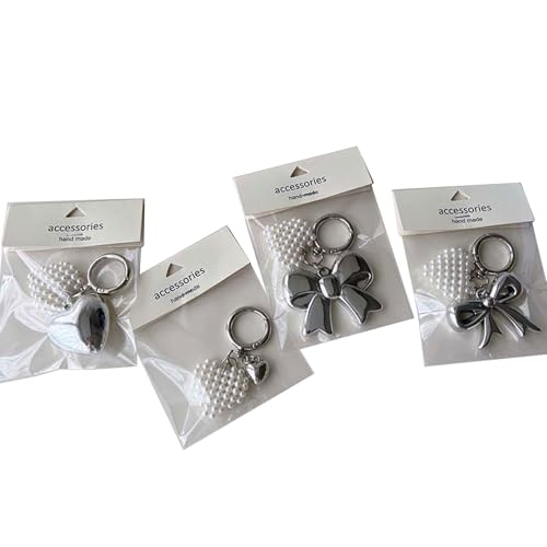 AOSAIXIS 4pcs Elegante Perlen Herz Bowknot Schlüsselbund Charme Perlen Keyring Mode Tasche Anhänger Für Taschen Und Geldbörse von AOSAIXIS