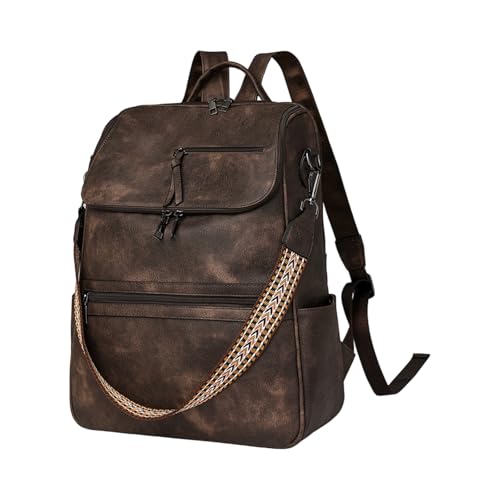 AOSAIXIS Ästhetischer Rucksack Für Mädchen Mode Große Kapazität Casual Daypacks Travel Tasche School Retro School PU Leder Große Kapazität Casual Daypacks von AOSAIXIS