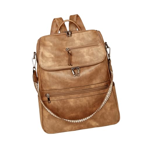 AOSAIXIS Ästhetischer Rucksack Für Mädchen Mode Große Kapazität Casual Daypacks Travel Tasche School Retro School PU Leder Große Kapazität Casual Daypacks von AOSAIXIS