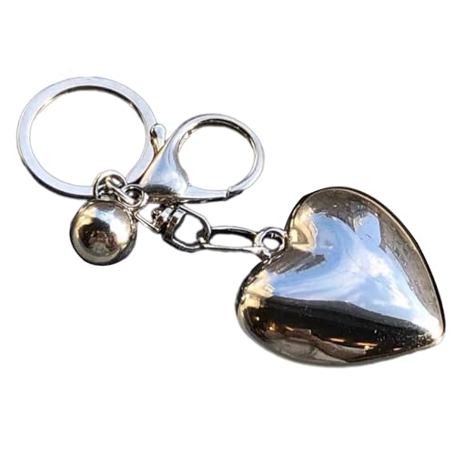 AOSAIXIS Big Heart Keychain Silber Farbe Kleine Ballschlüsselringe Für Frauen Männer Auto Key Rucksack Handtasche Dekoration Handgefertigter Schmuck von AOSAIXIS