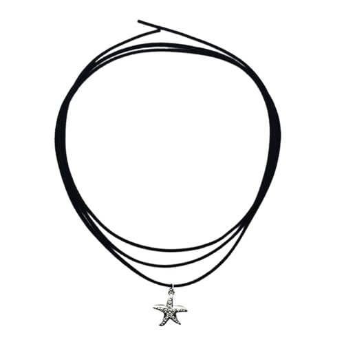 AOSAIXIS Böhmenstarfisch Anhänger Choker Schwarz Seilkette Star Charm Halskette Verstellbare Kette Einzigartige Urlaubsgeschenk AOSAIXIS Böhmenstarfisch Anhänger Choker Schwarz Seilkette Star Charm Halskette Verstellbare Kette Einzigartige Urlaubsgeschenk von AOSAIXIS
