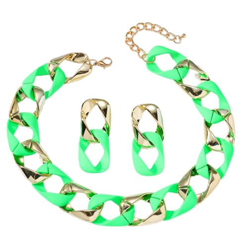 AOSAIXIS Bunte Spleißohrringe Link Kette Halskette Set Geometrische Halskette Hip Hop Punkschmuck Geeignet Für Frauen Anwesend AOSAIXIS Bunte Spleißohrringe Link Kette Halskette Set Geometrische Halskette Hip Hop Punkschmuck Geeignet Für Frauen Anwesend von AOSAIXIS