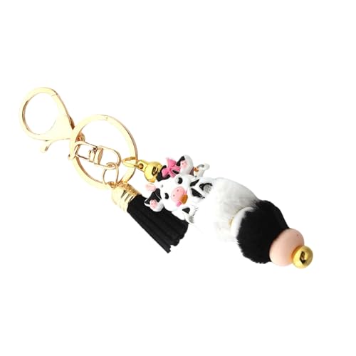 AOSAIXIS Cartoon Kuhschlüsselkette Mit Quasten Silikonperle Und Tierschlüsselung Anhänger Dekorationsbeutel Charme Rucksack Dekoration AOSAIXIS Cartoon Kuhschlüsselkette Mit Quasten Silikonperle Und Tierschlüsselung Anhänger Dekorationsbeutel Charme Rucksack Dekoration von AOSAIXIS