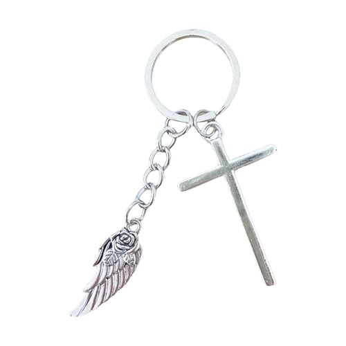 AOSAIXIS Detailliertes Kruzifix Mit Rose Wing Keychain Religiöser Schlüsselhalter Metal Keyring Mode Accessoire Für Taschen Oder Schlüssel AOSAIXIS Detailliertes Kruzifix Mit Rose Wing Keychain Religiöser Schlüsselhalter Metal Keyring Mode Accessoire Für Taschen Oder Schlüssel von AOSAIXIS