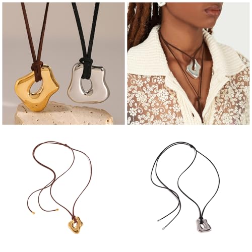 AOSAIXIS Edelstahl Metallanhänger Halskette Einstellbare Länge Wachs Seilschnee Accessoire Für Partys Und Formelles Ereignis AOSAIXIS Edelstahl Metallanhänger Halskette Einstellbare Länge Wachs Seilschnee Accessoire Für Partys Und Formelles Ereignis von AOSAIXIS