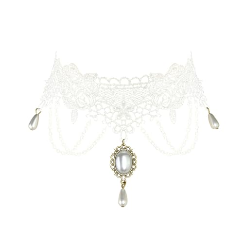 AOSAIXIS Edelsteine ​​weiße Spitzenkette Halskette Frauen Temperament Nische Netto Red Colarmbone Kettenstudent Einstellbarer Kettenschmuck von AOSAIXIS