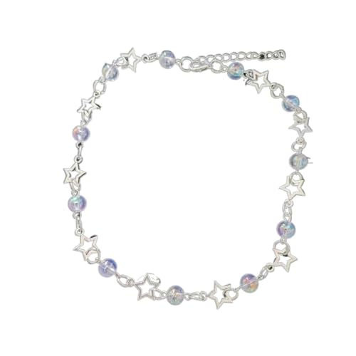 AOSAIXIS Einfache Stilvolle Kristallperlensternkette Halskette Farbenfrohe Böhmische Acrylhöhle Sternarmbänder Juwelie Frauen Mädchen Teen von AOSAIXIS