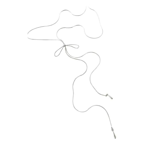 AOSAIXIS Einfacher Bowknot Kordelstring Langes Halsketten Bögen Quasten Geometrische Pulloverkette Leicht Bequemes Chokerzubehör von AOSAIXIS