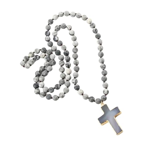AOSAIXIS Einzigartige Natursteinkruzifix Charm Halskette Einstellbare Länge Neckketten Täglich Choker Frauen Modezubehör von AOSAIXIS