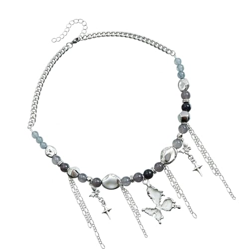 AOSAIXIS Elegante Schmetterlingssteinkette Mit Vier Spitzen Star Quasten Anhänger Halskette Für Mode Frauen Anwesend AOSAIXIS Elegante Schmetterlingssteinkette Mit Vier Spitzen Star Quasten Anhänger Halskette Für Mode Frauen Anwesend von AOSAIXIS