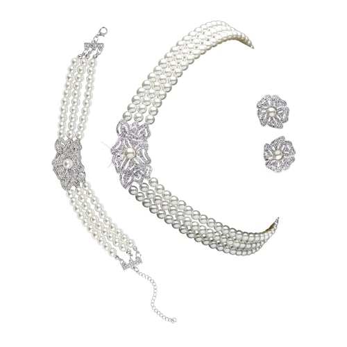 AOSAIXIS Eleganter Schmuckset Mit Simulierten Perlen Und Kristallen Halskette Ohrringen Und Armband Für Hochzeiten Und Formelle Veranstaltung AOSAIXIS Eleganter Schmuckset Mit Simulierten Perlen Und Kristallen Halskette Ohrringen Und Armband Für Hochzeiten Und Formelle Veranstaltung von AOSAIXIS