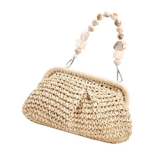 AOSAIXIS Frauen Der Frauen Gewebter Strohbeutel Großkapazität Umhängetaschen Casual Top Reisehandtasche Für Strand Und Tägliche Verwendung Handgefertigter Rattan Schulter von AOSAIXIS