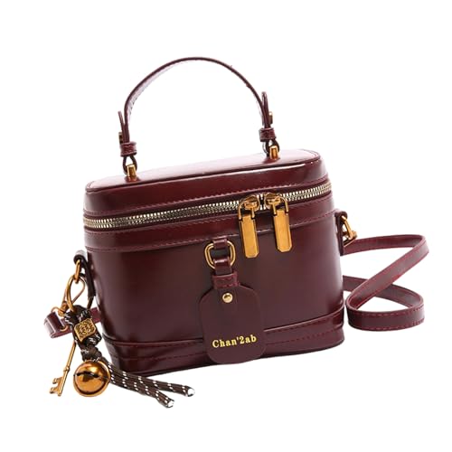AOSAIXIS Frauen Umhängetasche Stilvoller Crossbody Travel Make Up Modemessen Messener PU Leder Eimer Für Tägliche Arbeit Frauen Stylish Schulter Make Up Mode Crossbody Retro Eimer von AOSAIXIS