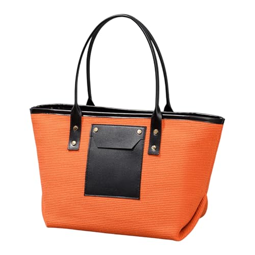 AOSAIXIS Großer Gewebter Strandtasche Mit PU Leder Trimm Design Urlaub Handtasche Tasche Handtasche Schulter Für Schwimmreisen Fitnessstudio Frauen Urlaubsschulter Schulter von AOSAIXIS