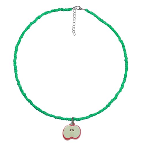 AOSAIXIS Handgefertigte Obstperlen Halskette Verstellbare Länge Neckkette Bunte Perlen Schlüsselbeinkette Für Party Und Urlaubsbekleidung von AOSAIXIS