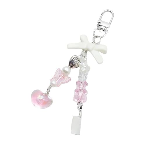 AOSAIXIS Handgefertigter Bowknot Keychain Love Heart Perlen Anhänger Keyring Mode Bows Phone Lanyard Accessoire Für Schlüsselbeutel Geldbörse von AOSAIXIS