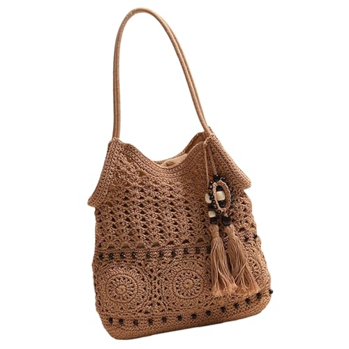 AOSAIXIS Handtasche Mit Perlen Quasten Gewebte Umhängetaschen Großer Kapazität Strandtasche Für Tägliche Nutzung Und Urlaubsfahrten Urlaubsbeutel von AOSAIXIS